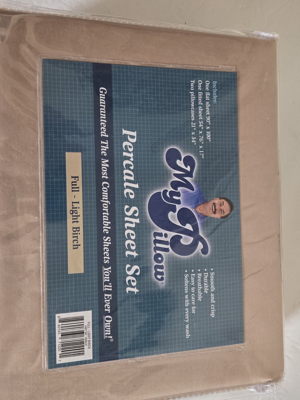 Percale Sheet Set - Light Birch Full Set With Pillow Cases New